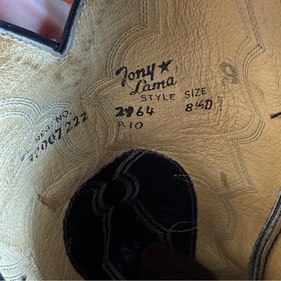 Tony Lama Black Leather Western Boots - Picture 6 of 15